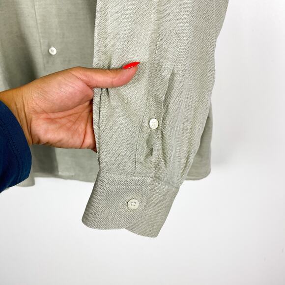 Ermenegildo Zegna Soft Large 43 17 Cotton Dress Shirt Gray Sage Green - Picture 3 of 9
